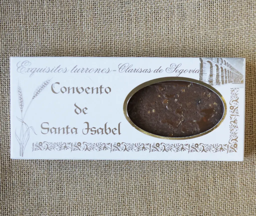 Turrón de chocolate, avellanas y pasas