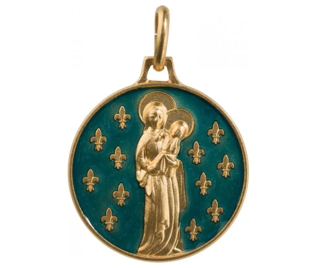 Virgen Flor de Lis dorada 18mm