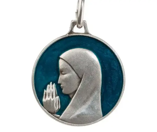 Virgen Orante latón plateado 18mm